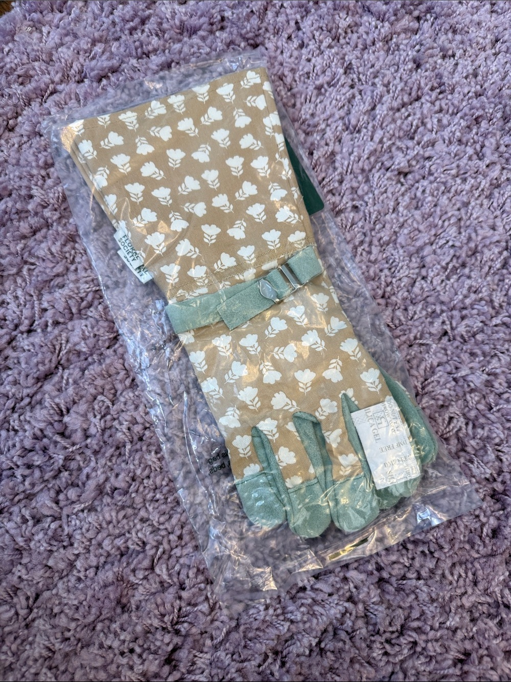 Floral Society Beige & Mint Gardening Gloves